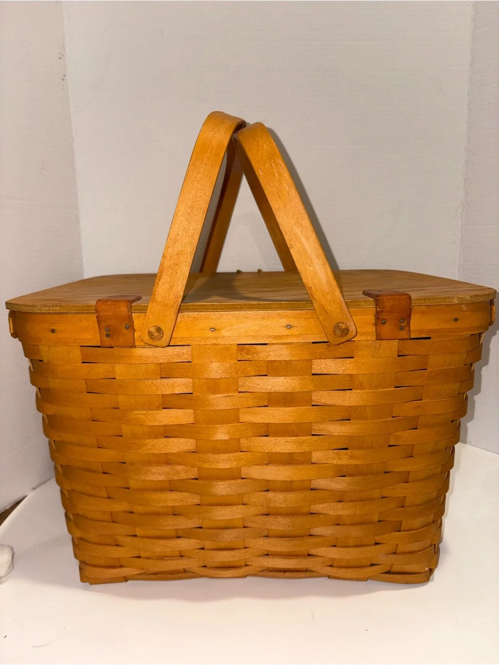 Longaberger 1999 Wooden Basket with Plastic Liner & Riser- Vintage 13x16.5
